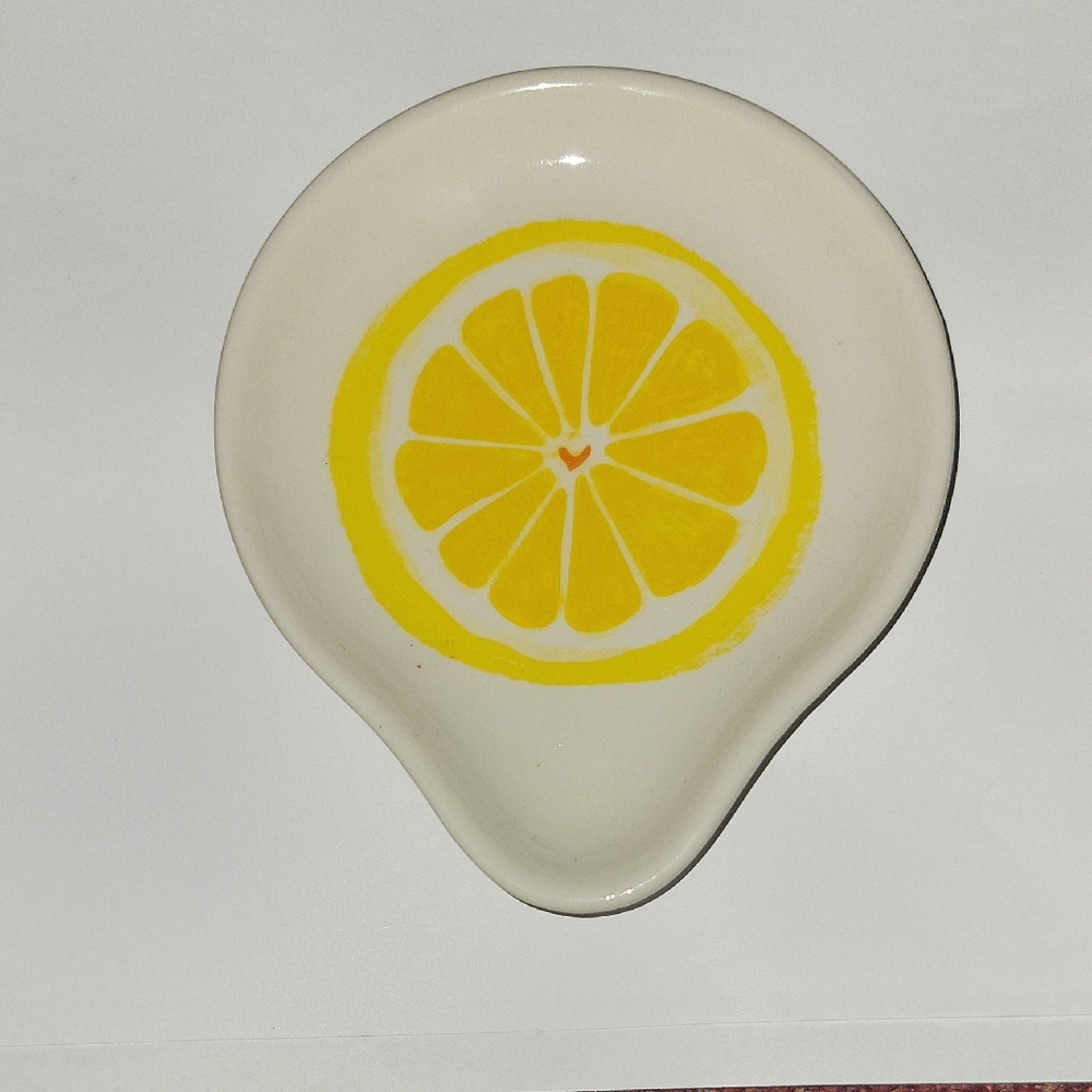 Thirstystone Lemon Spoon Rest Yellow & White Ceramic 🍋🍋🍋🍋🍋🍋🍋🍋🍋🍋